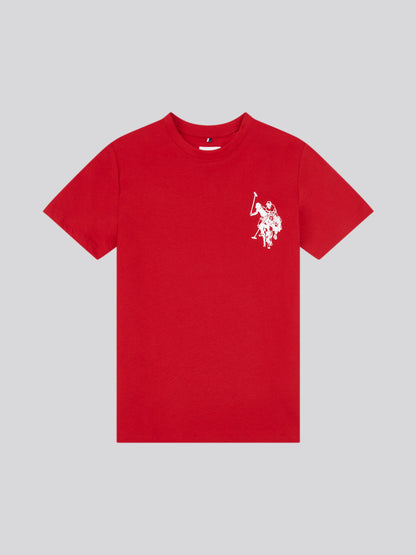 Boys Large Double Horsemen Graphic T-Shirt in Haute Red