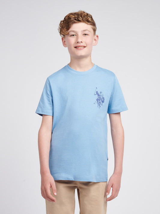 Boys Large Double Horsemen Graphic T-Shirt in Blue Horizon