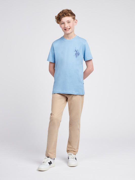 Boys Large Double Horsemen Graphic T-Shirt in Blue Horizon