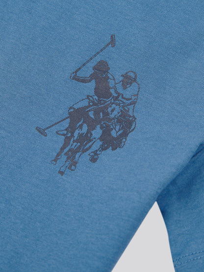 Boys Large Double Horsemen Graphic T-Shirt in Blue Horizon