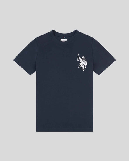 Boys Large Double Horsemen Graphic T-Shirt in Dark Sapphire Navy