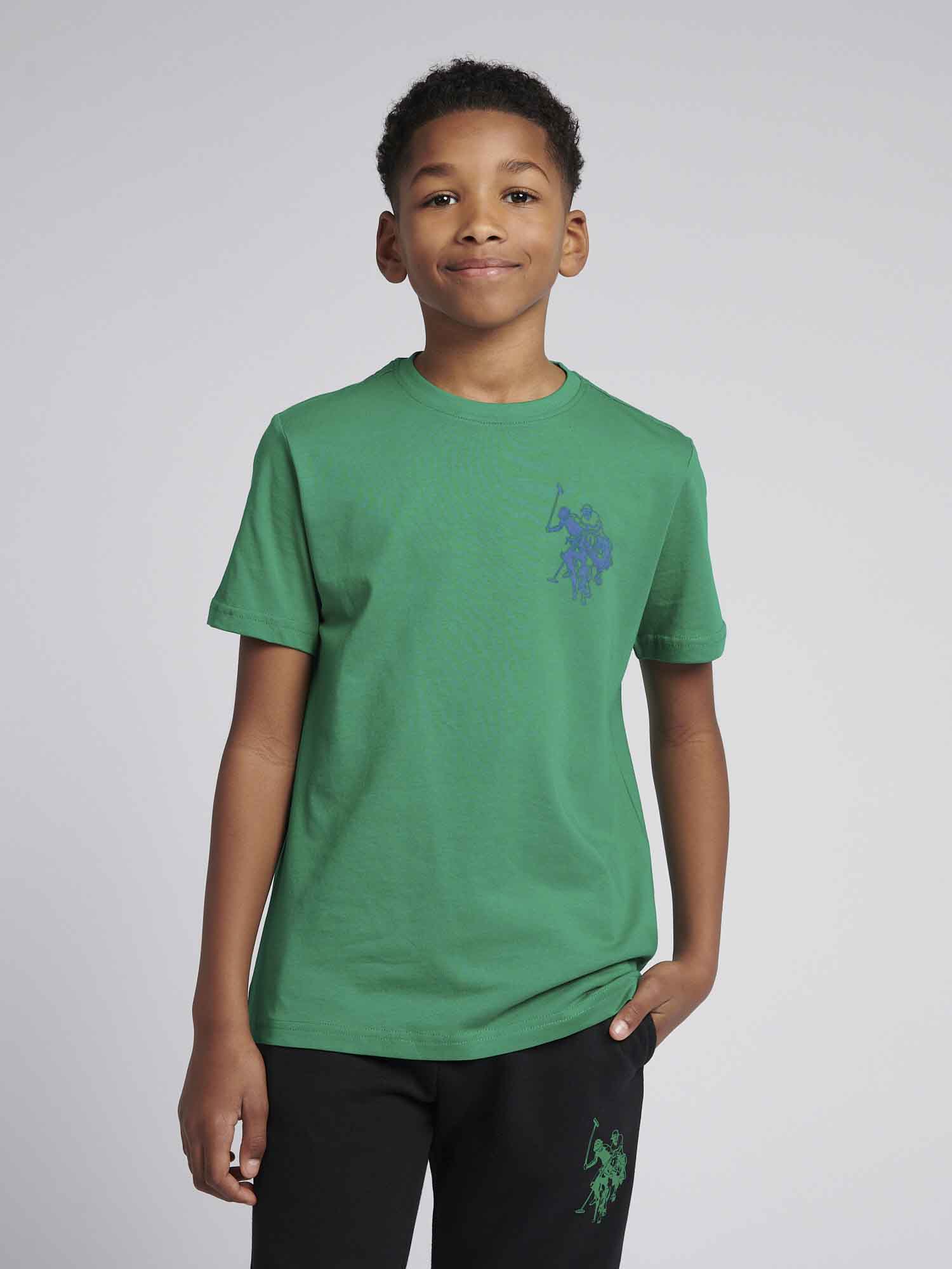 Boys Large Double Horsemen Graphic T-Shirt in Lush Meadow