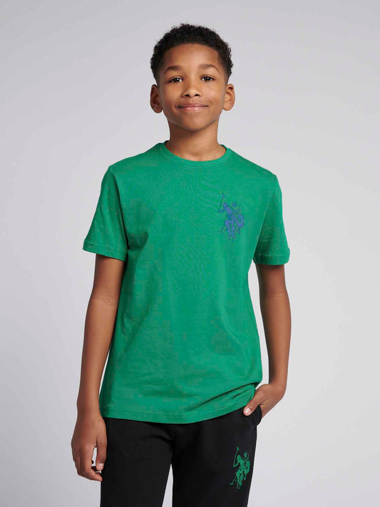 Boys Large Double Horsemen Graphic T-Shirt in Lush Meadow
