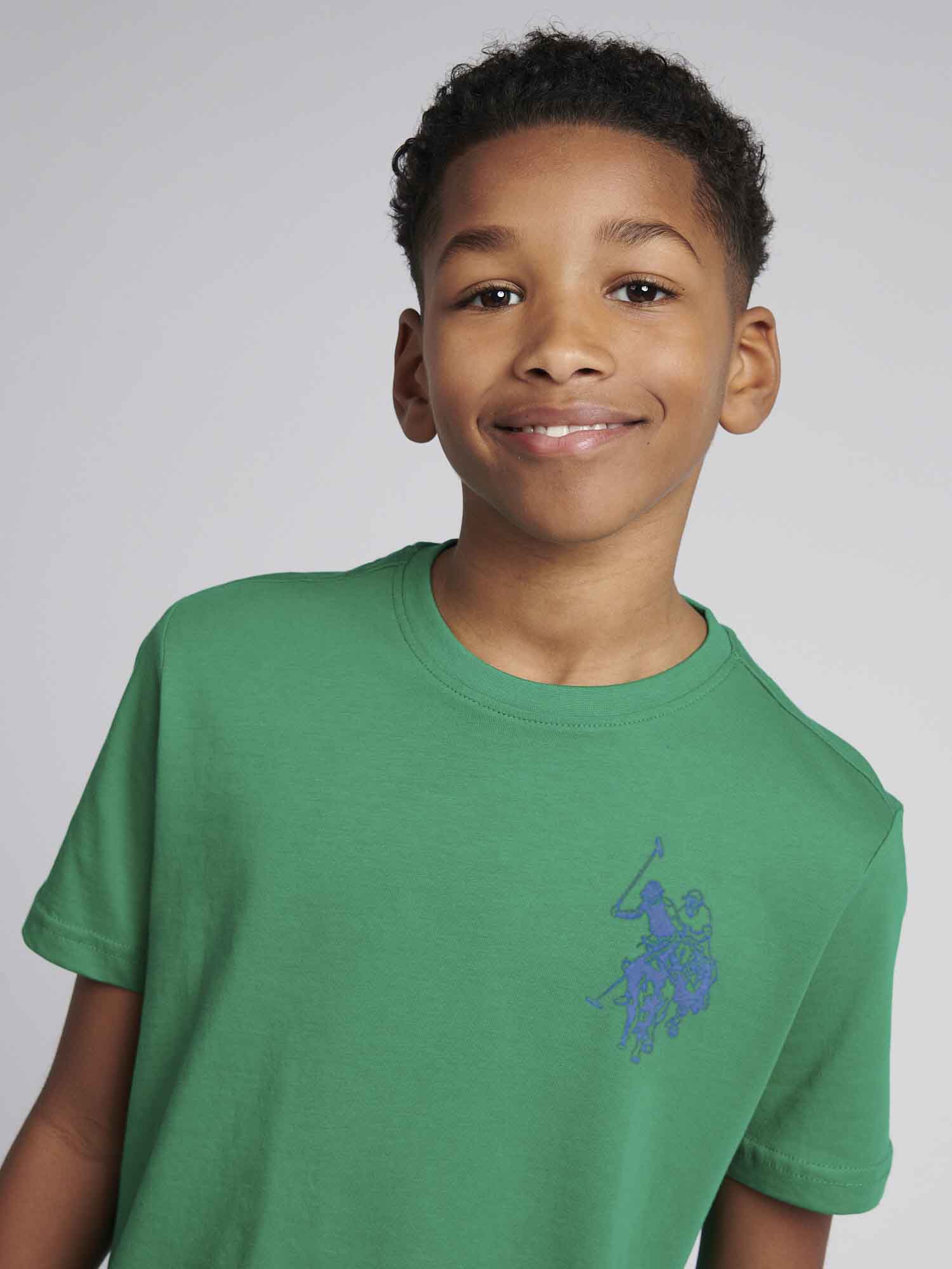 Boys Large Double Horsemen Graphic T-Shirt in Lush Meadow