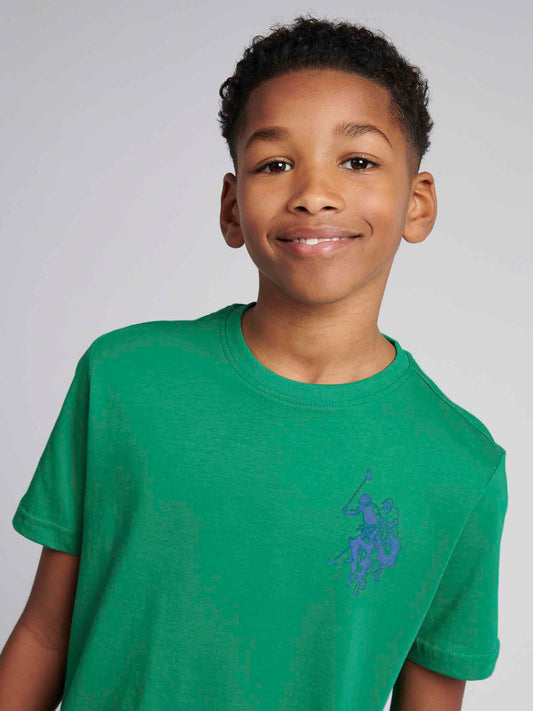 Boys Large Double Horsemen Graphic T-Shirt in Lush Meadow