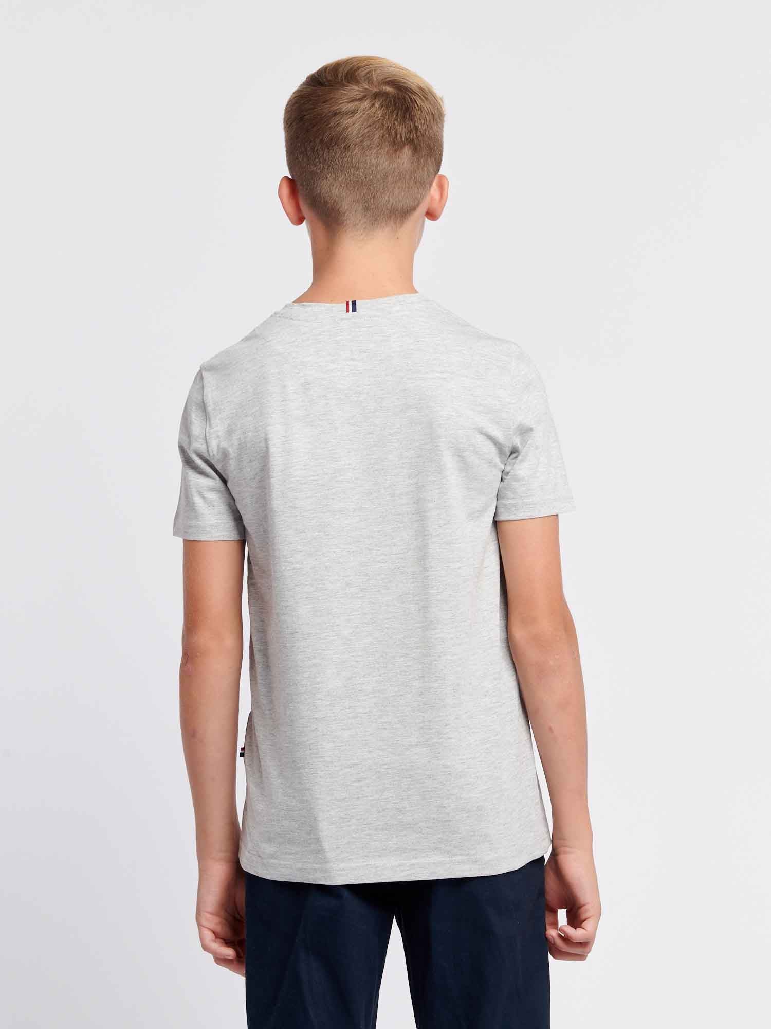 Boys Large Double Horsemen Graphic T-Shirt in Mid Grey Marl