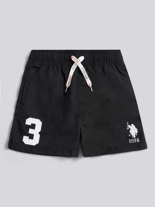 Boys Player 3 Swim Short in Black Bright White DHM