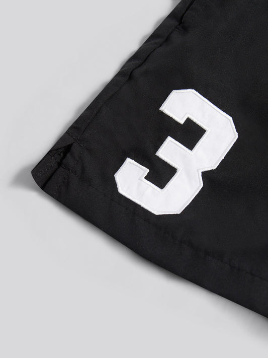 Boys Player 3 Swim Short in Black Bright White DHM