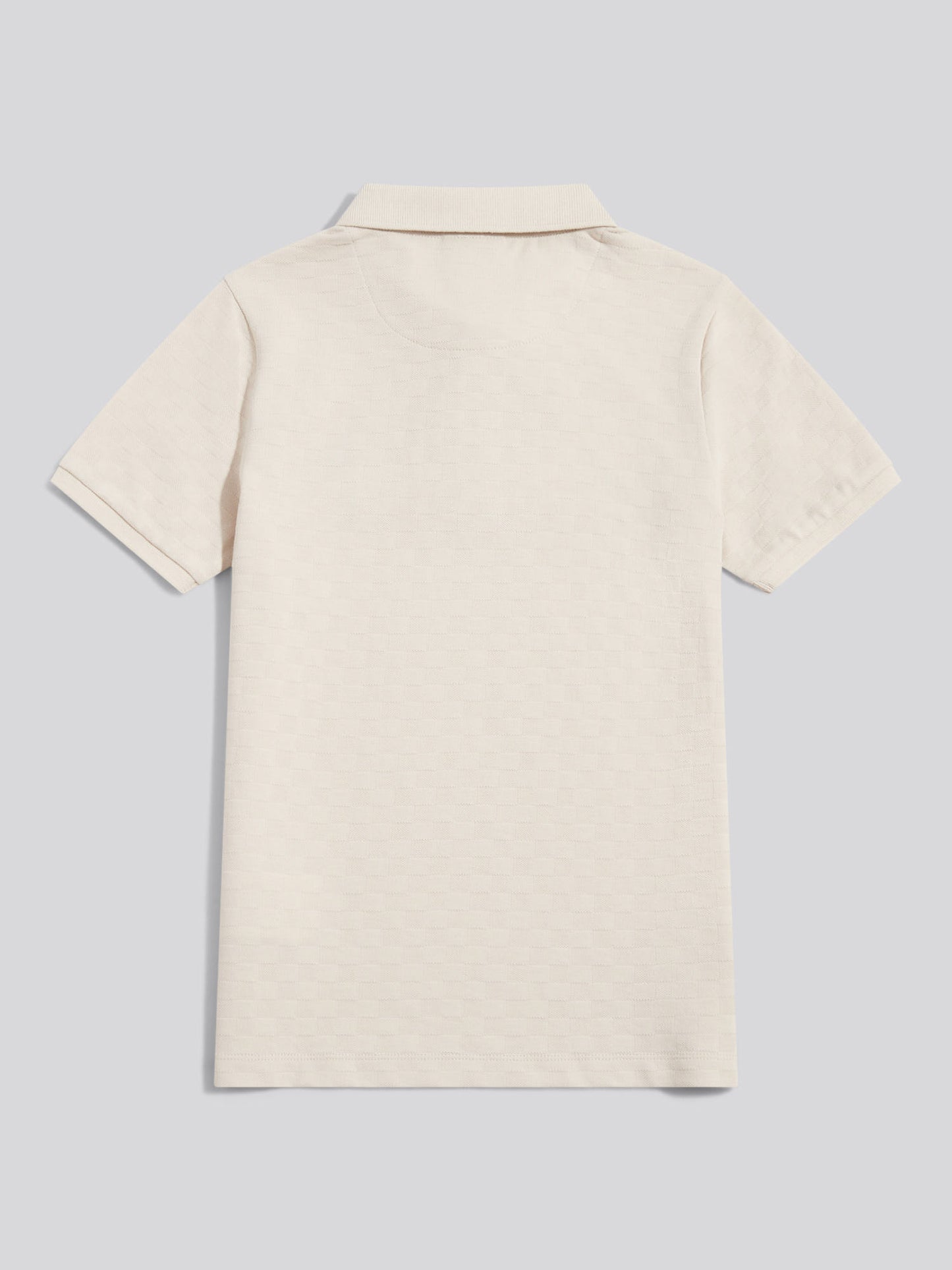Boys Check Texture Polo Shirt Moonbeam / Navy DHM