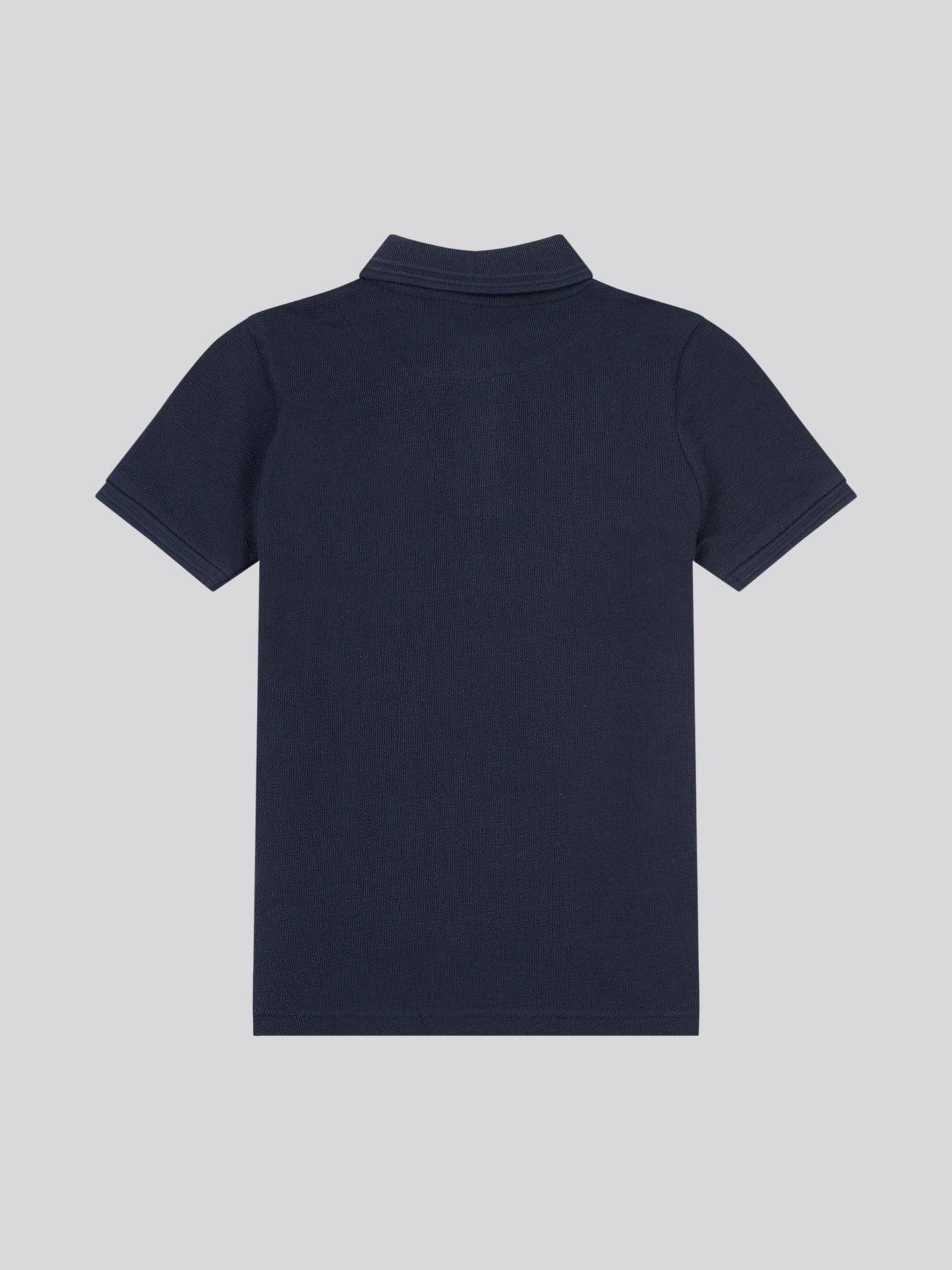 Boys Texture Terry Polo Shirt in Dark Sapphire Navy / Moonlight Blue DHM