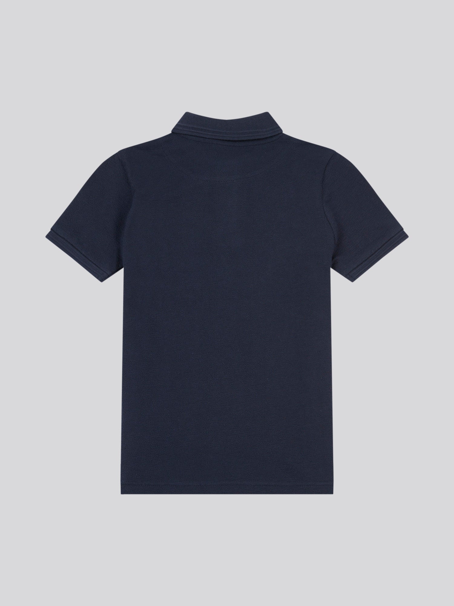 Boys Texture Terry Polo Shirt in Dark Sapphire Navy / Moonlight Blue DHM