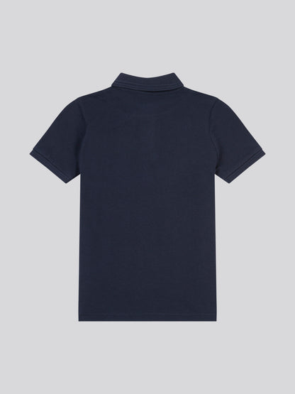 Boys Texture Terry Polo Shirt in Dark Sapphire Navy / Moonlight Blue DHM