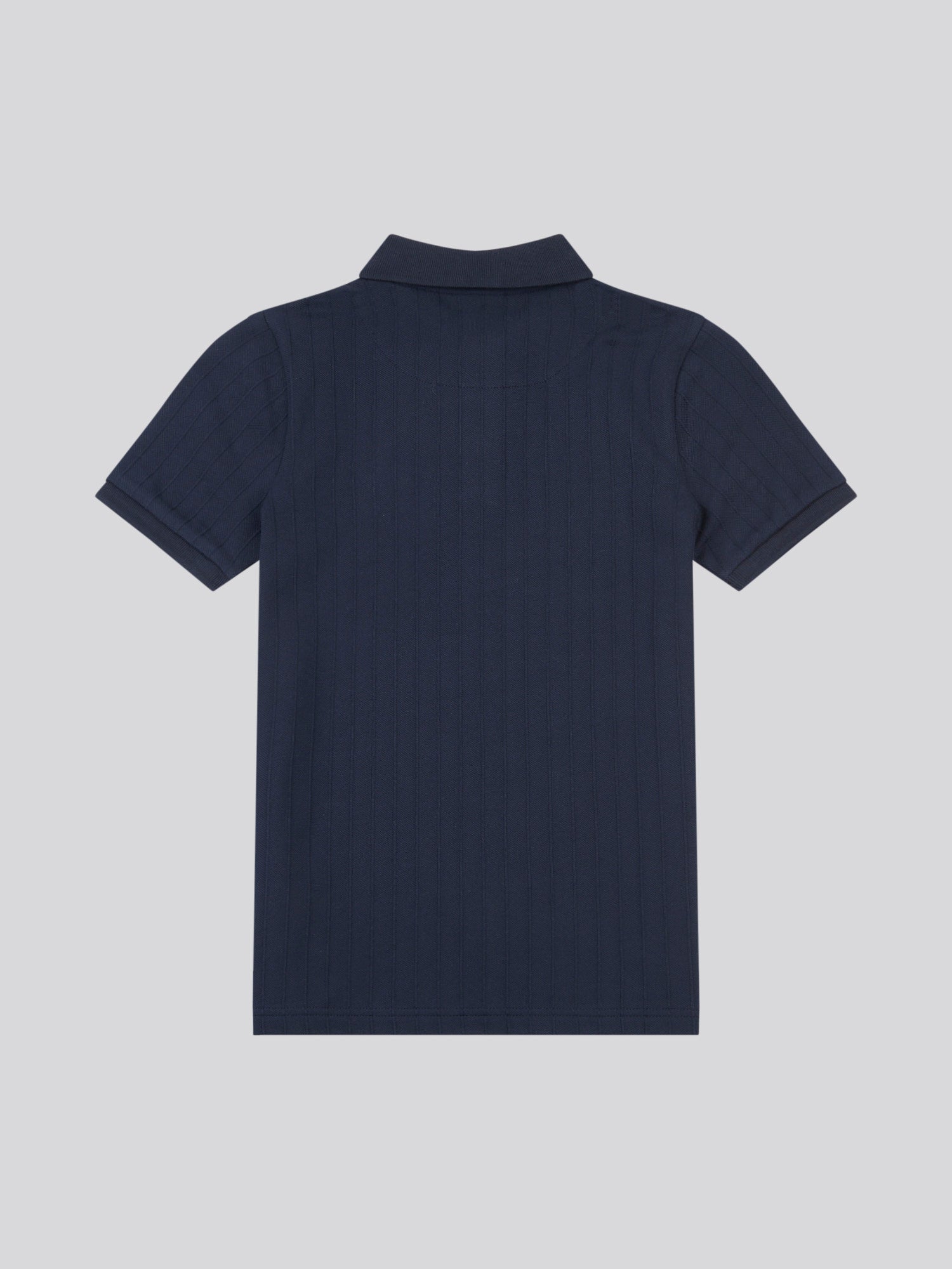 Boys Vertical Texture Polo Shirt in Dark Sapphire Navy / Moonlight Blue DHM