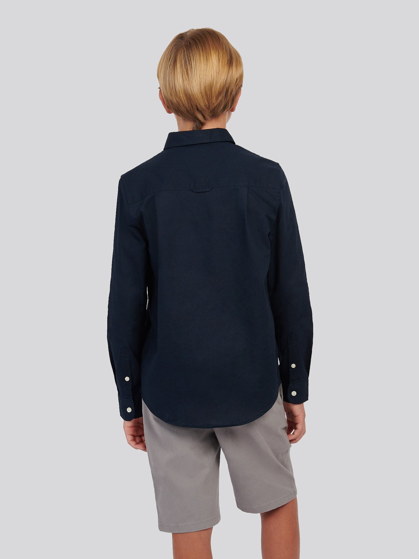Boys Linen Blend Shirt in Dark Sapphire Navy / Moonlight Blue DHM