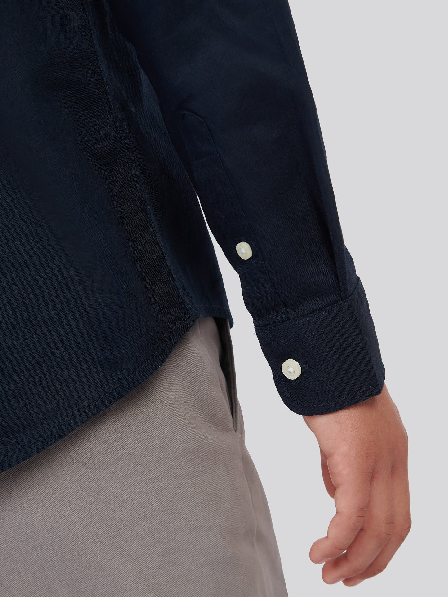 Boys Linen Blend Shirt in Dark Sapphire Navy / Moonlight Blue DHM