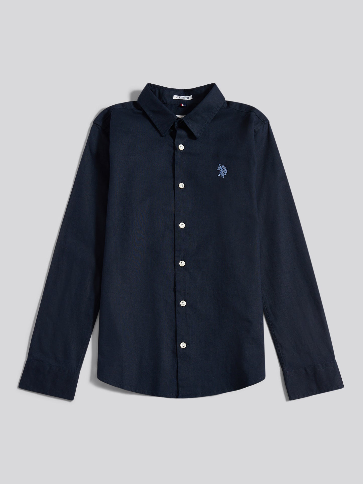 Boys Linen Blend Shirt in Dark Sapphire Navy / Moonlight Blue DHM