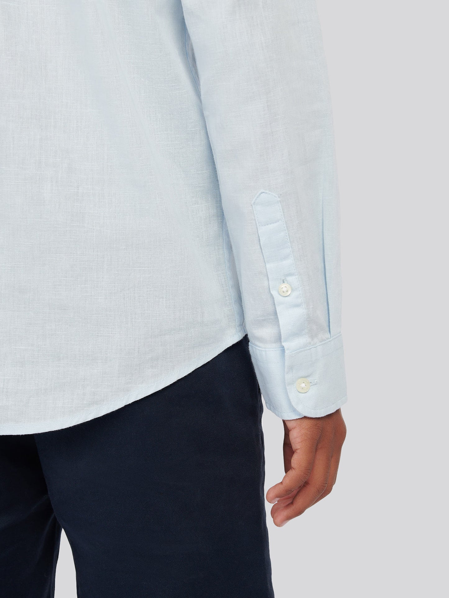 Boys Linen Blend Shirt in Ice Blue