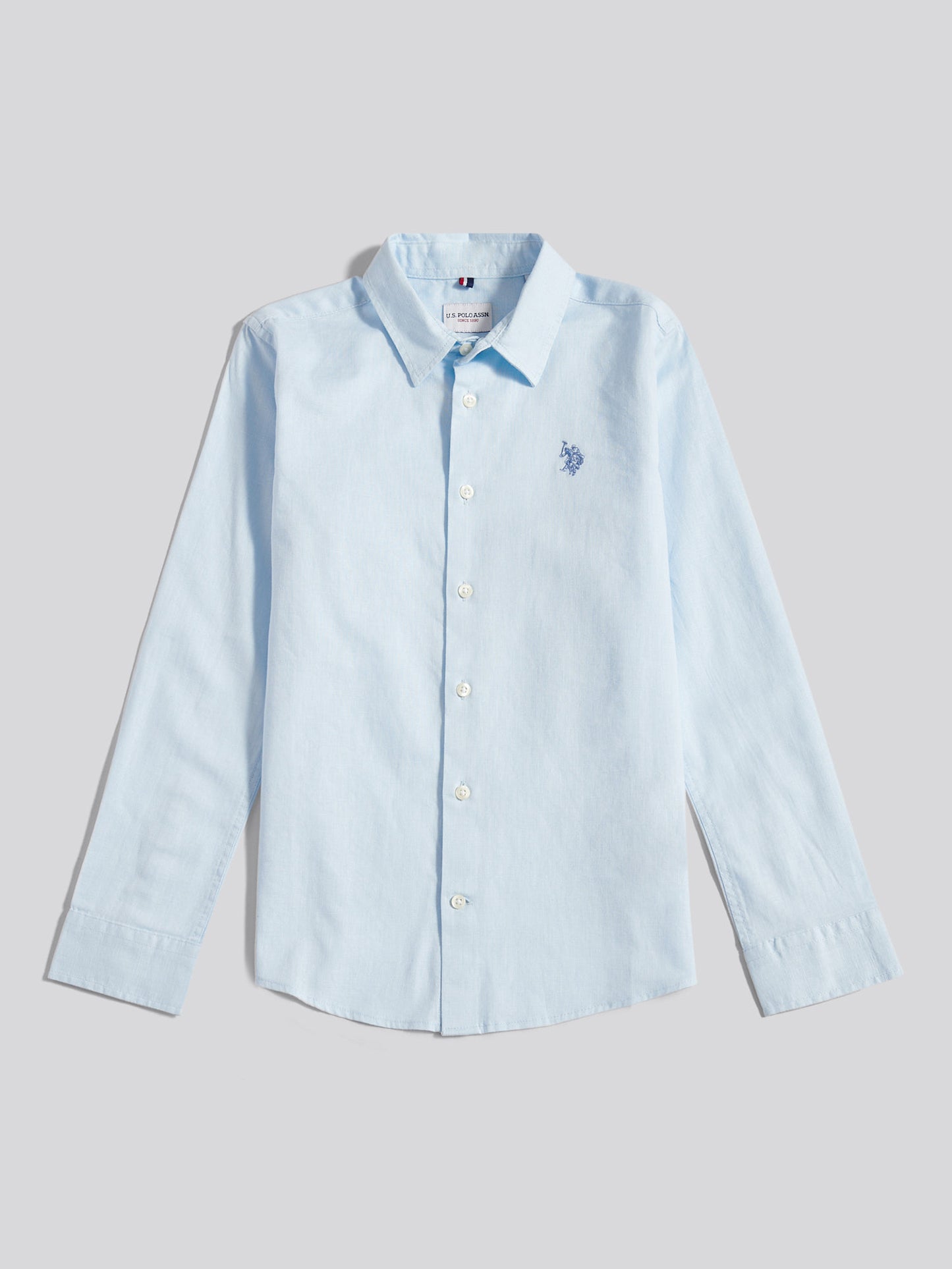 Boys Linen Blend Shirt in Ice Blue