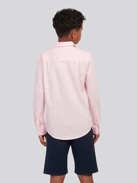 Boys Linen Blend Shirt in Pink a Boo