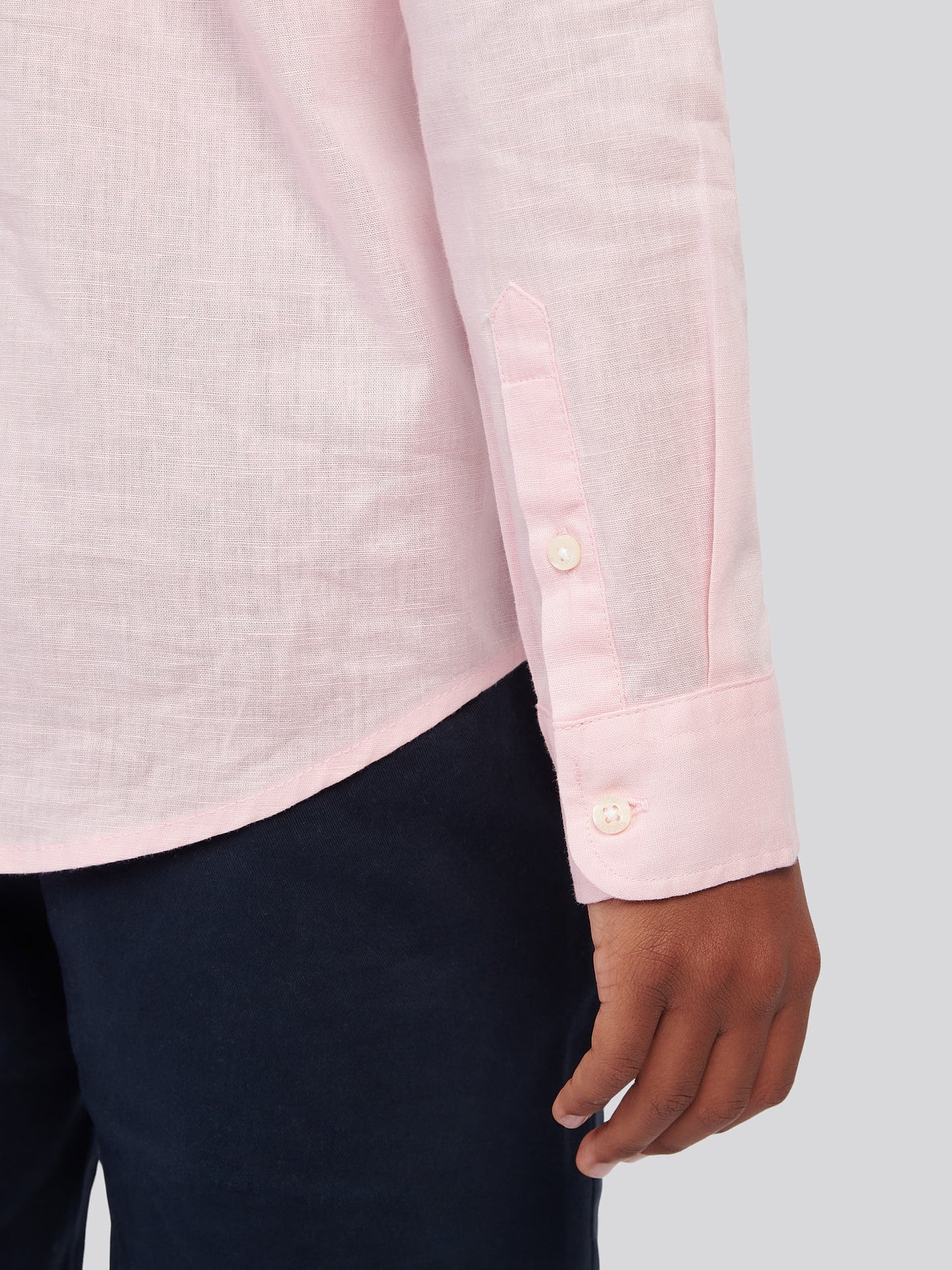 Boys Linen Blend Shirt in Pink a Boo