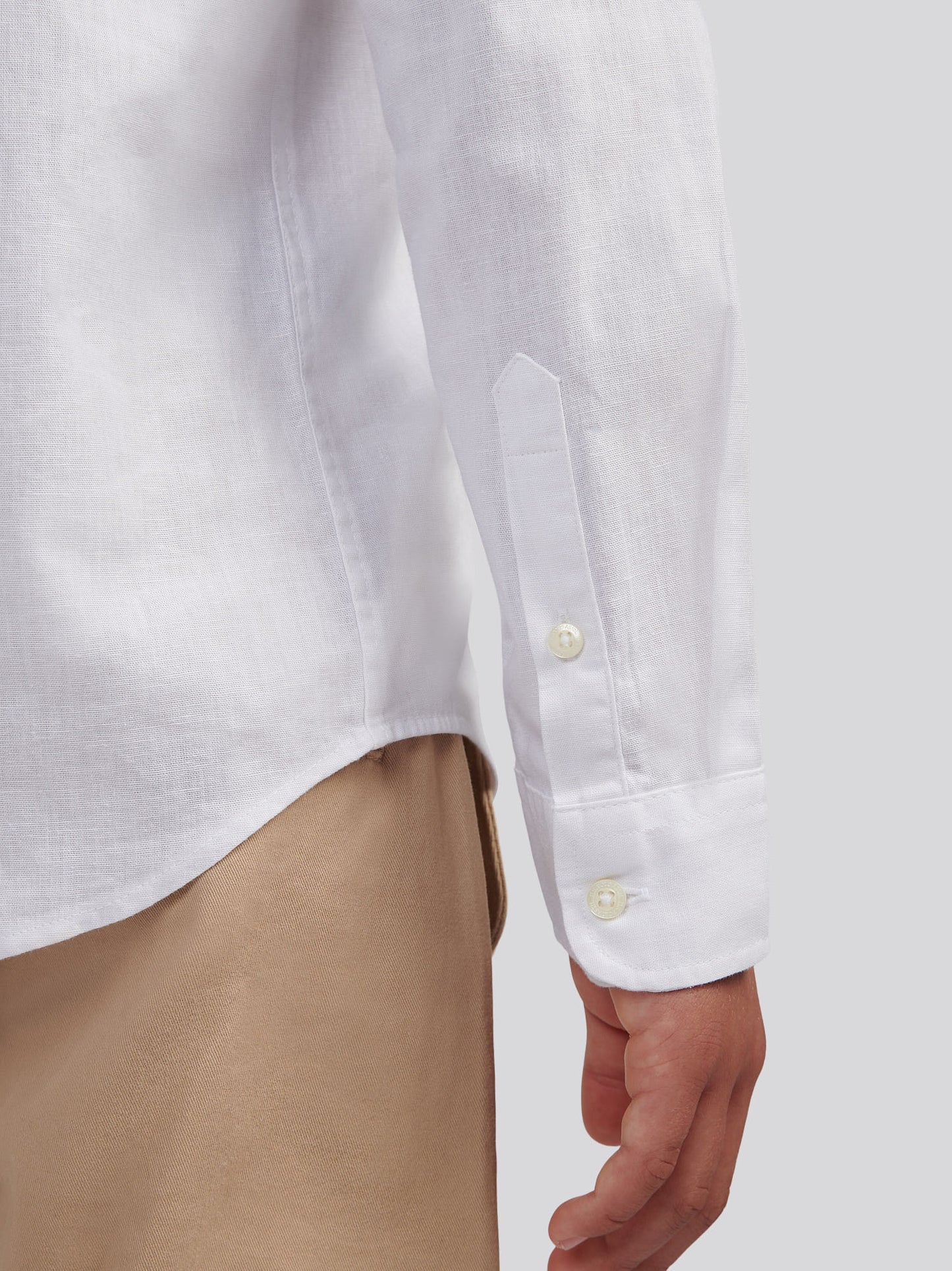 Boys Linen Blend Shirt in Bright White / Harbour Mist