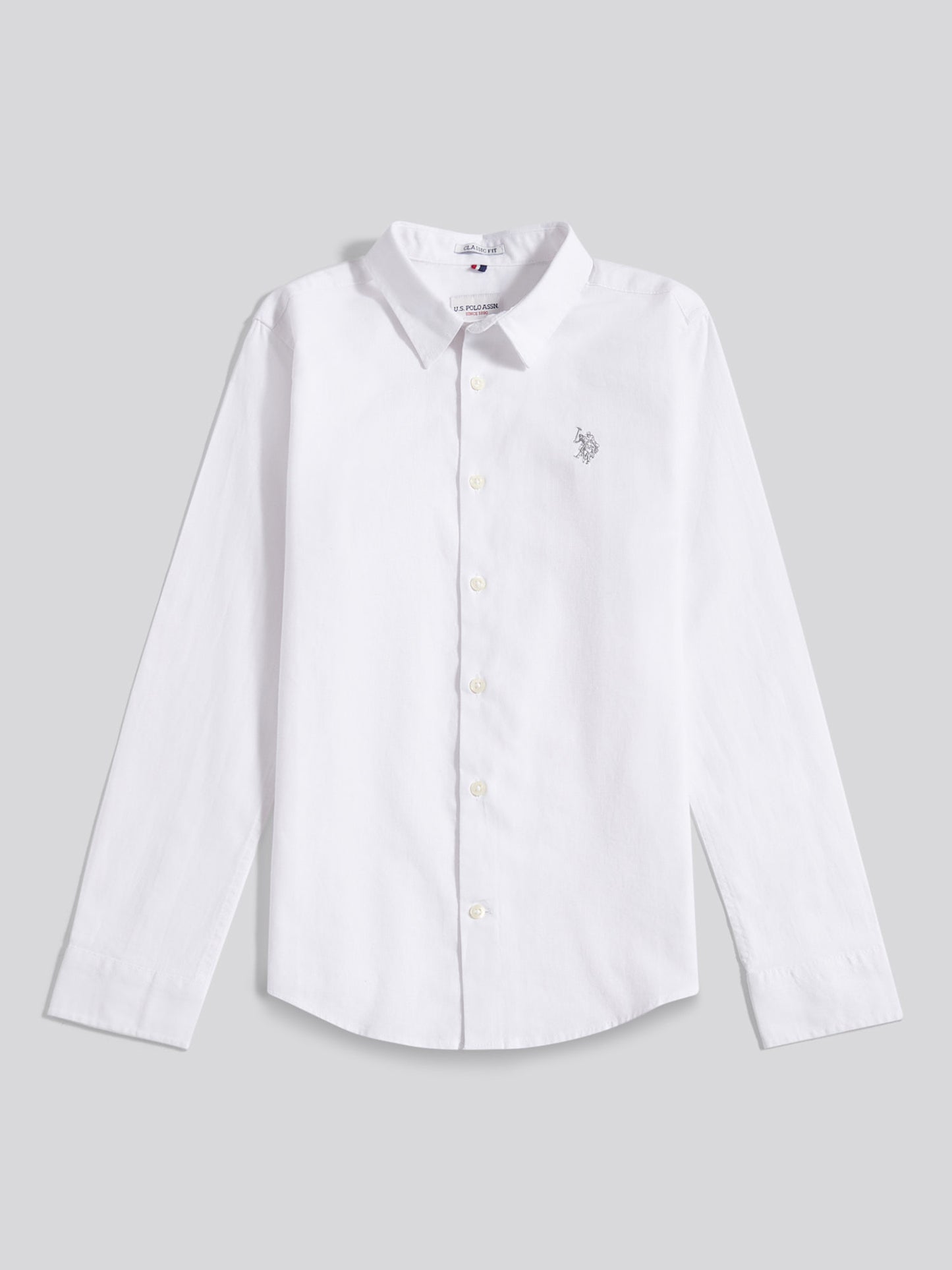 Boys Linen Blend Shirt in Bright White / Harbour Mist