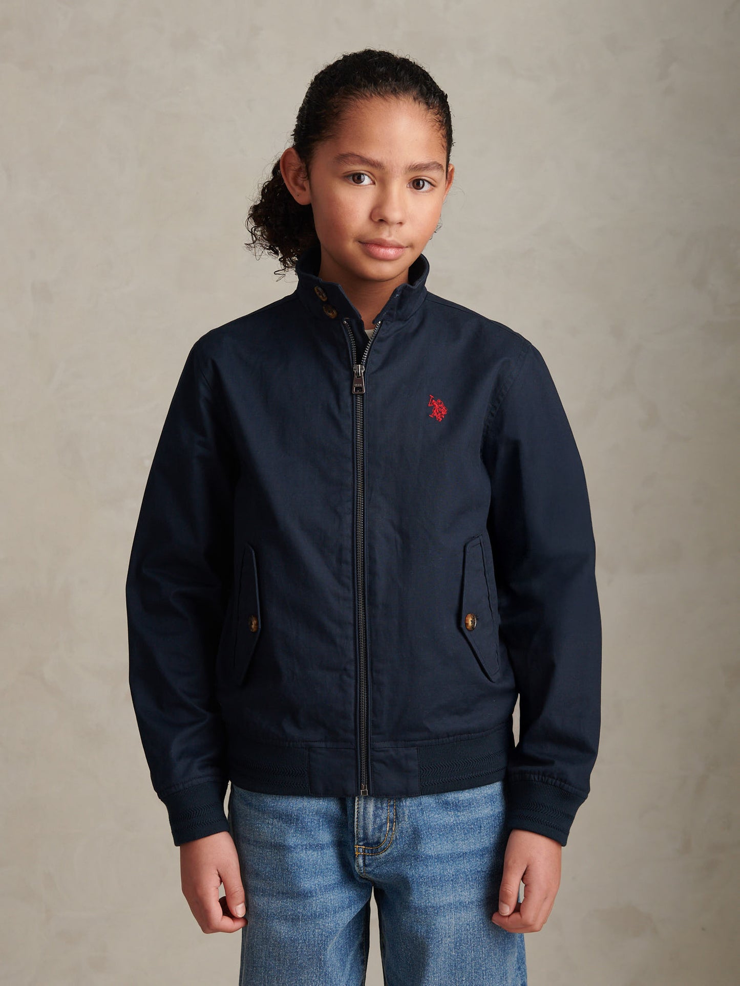 Cotton Twill Harrington Jacket Dark Sapphire Navy / Haute Red DHM