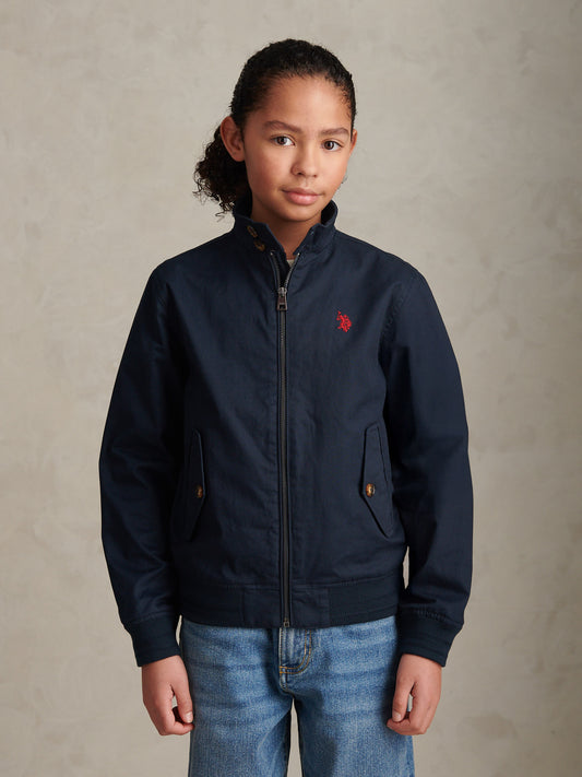 Cotton Twill Harrington Jacket Dark Sapphire Navy / Haute Red DHM