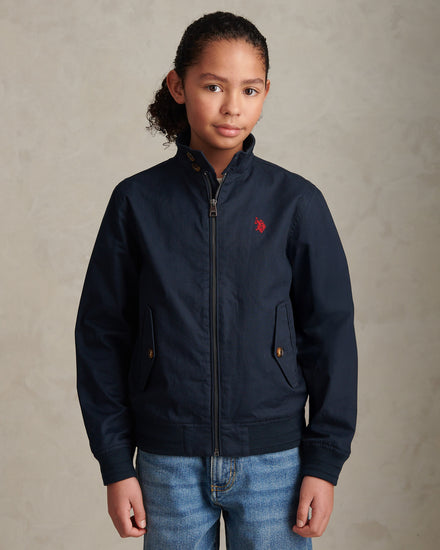 Cotton Twill Harrington Jacket Dark Sapphire Navy / Haute Red DHM