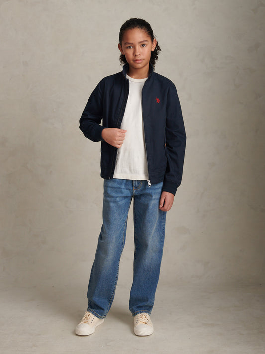 Cotton Twill Harrington Jacket Dark Sapphire Navy / Haute Red DHM