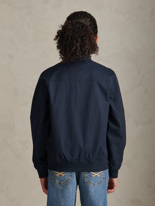 Cotton Twill Harrington Jacket Dark Sapphire Navy / Haute Red DHM