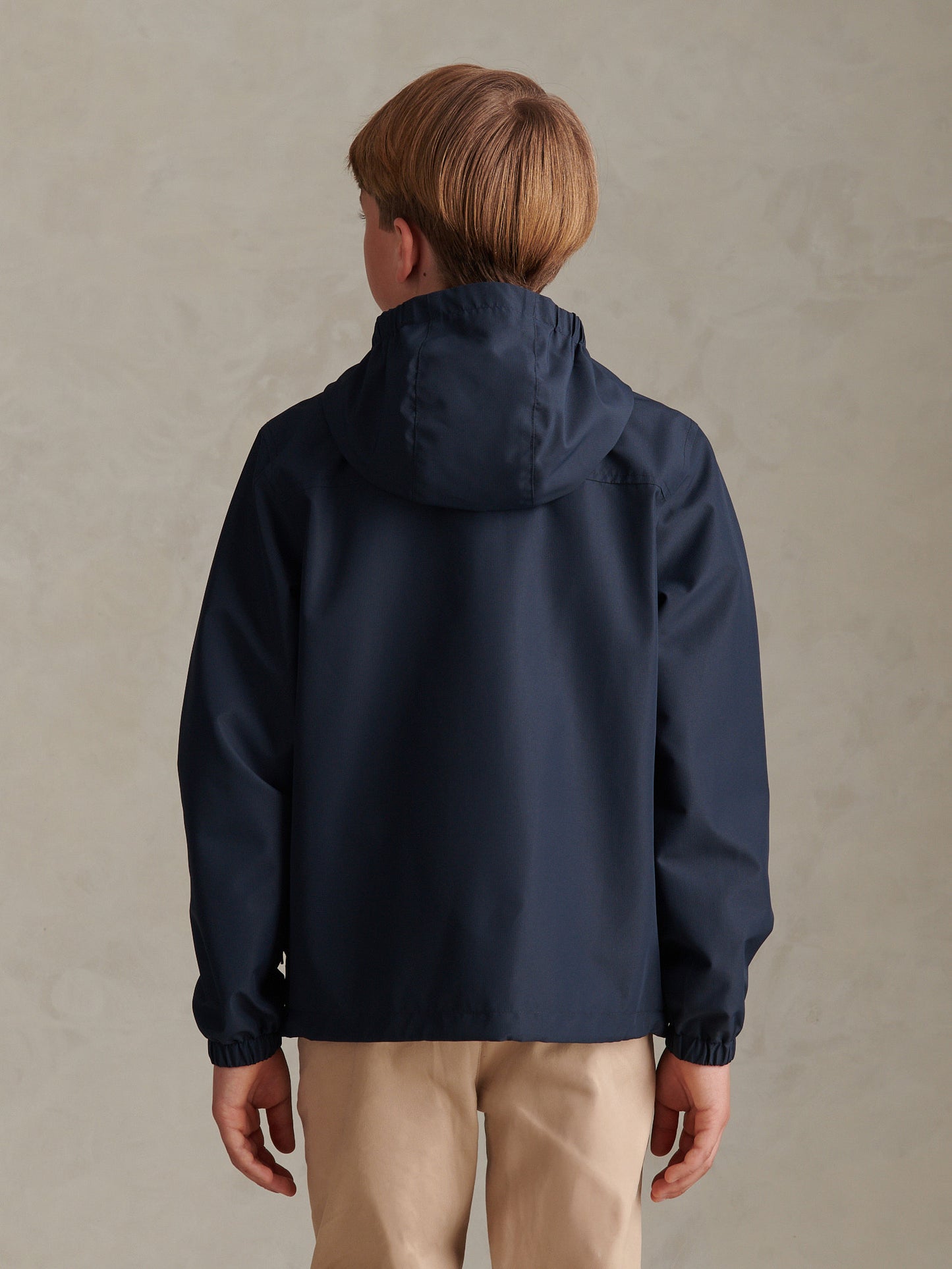 Boys Mesh Lined Hooded Windbreaker Dark Sapphire Navy / Haute Red DHM