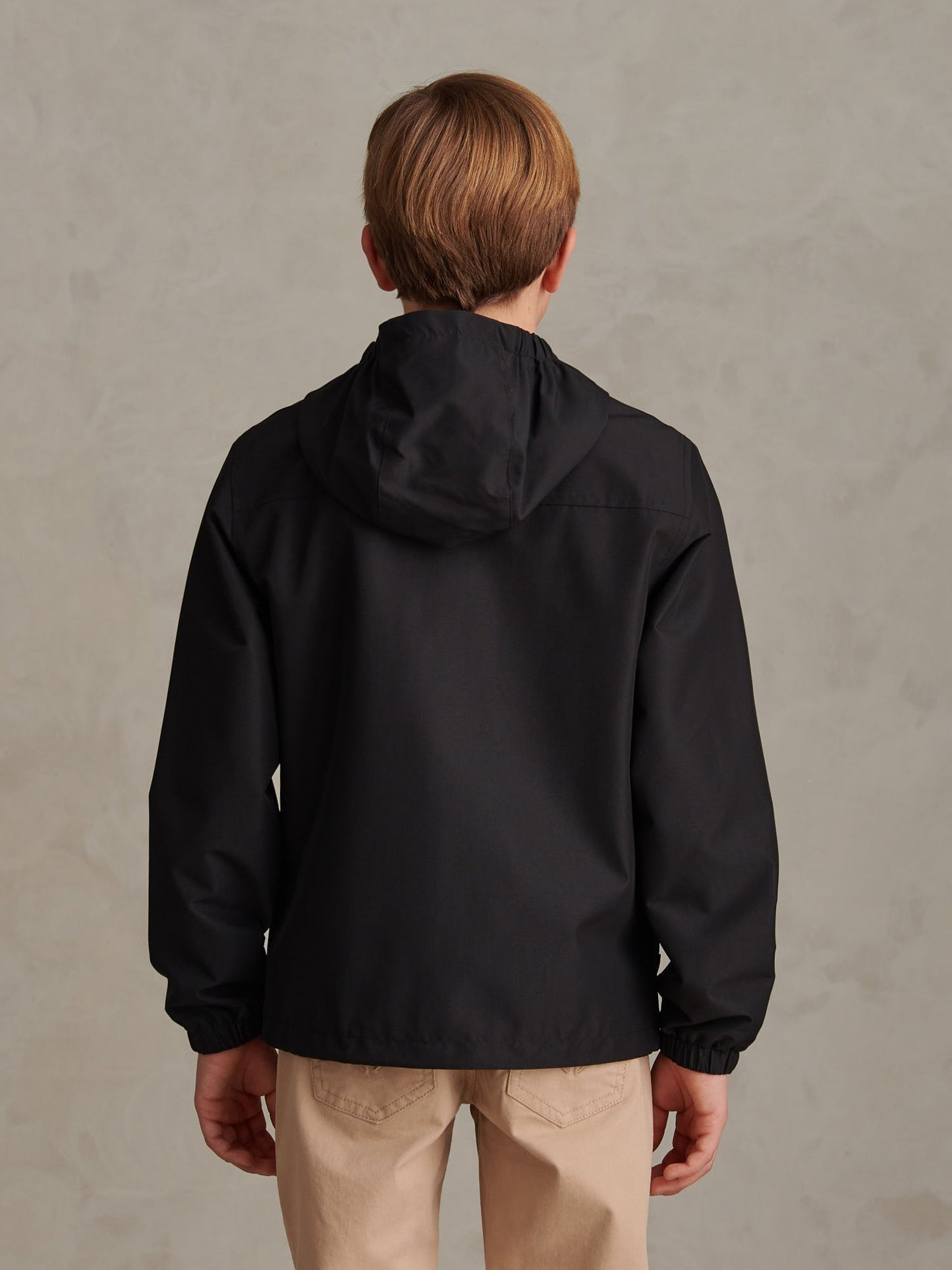 Boys Mesh Lined Hooded Windbreaker Black Bright White DHM