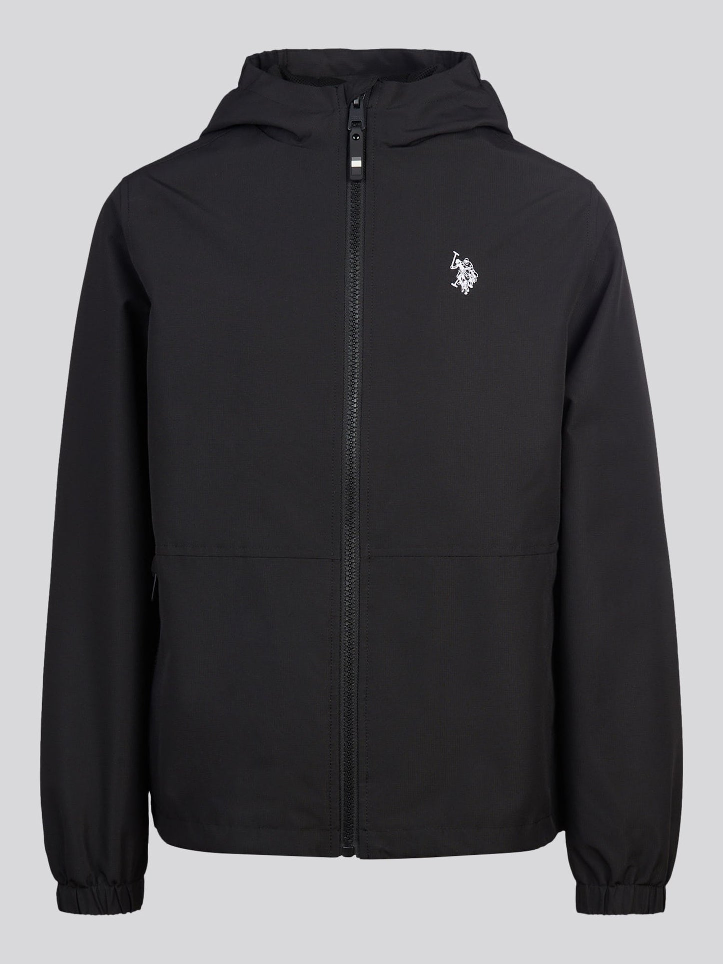Boys Mesh Lined Hooded Windbreaker Black Bright White DHM