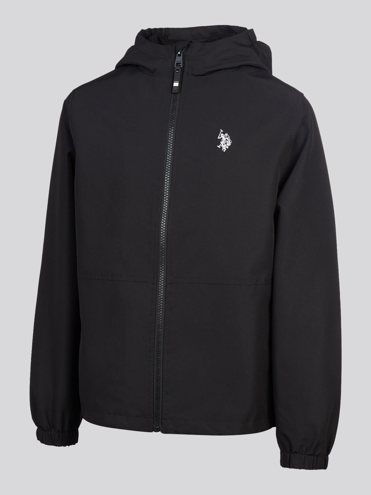 Boys Mesh Lined Hooded Windbreaker Black Bright White DHM