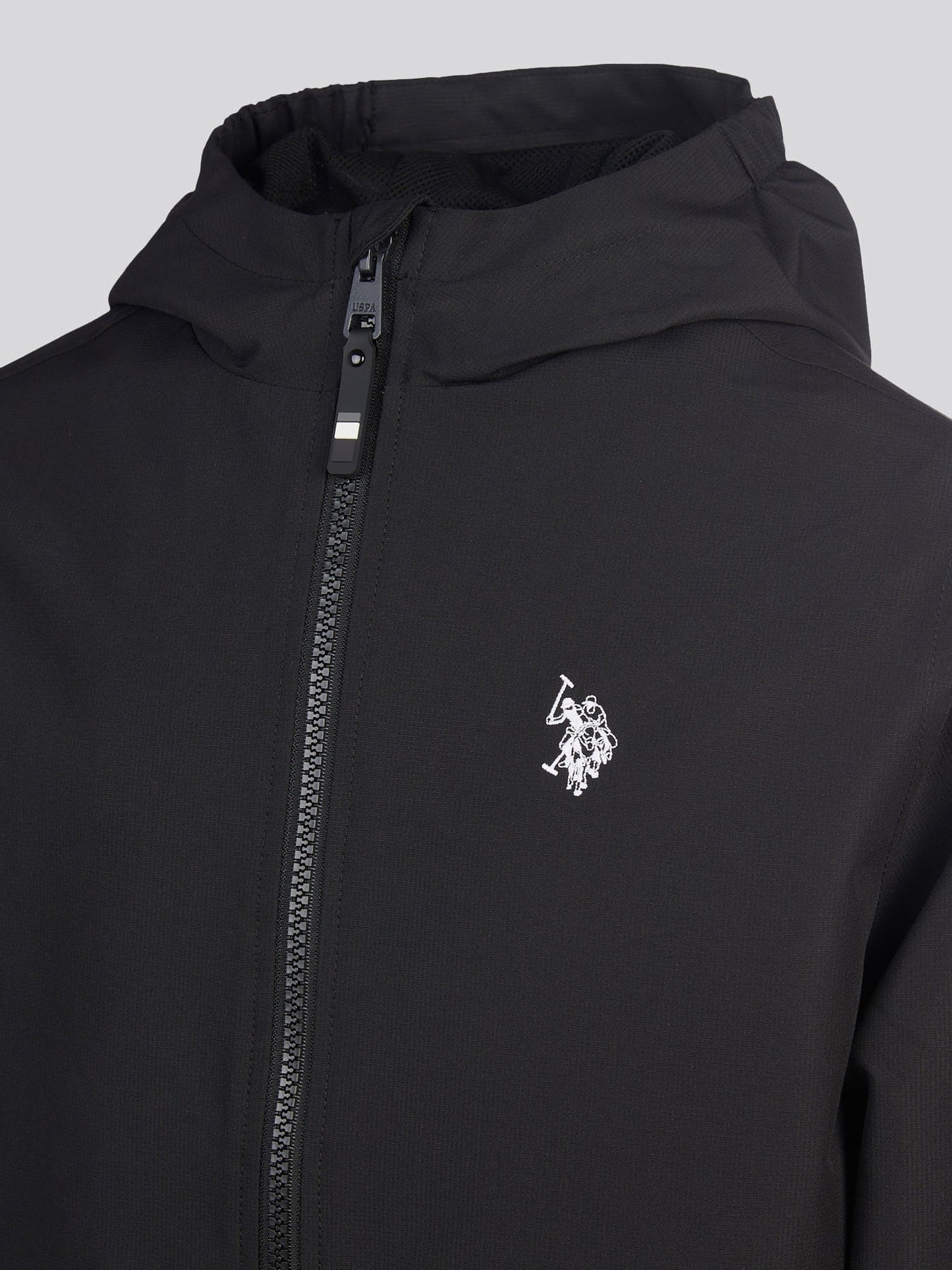 Boys Mesh Lined Hooded Windbreaker Black Bright White DHM