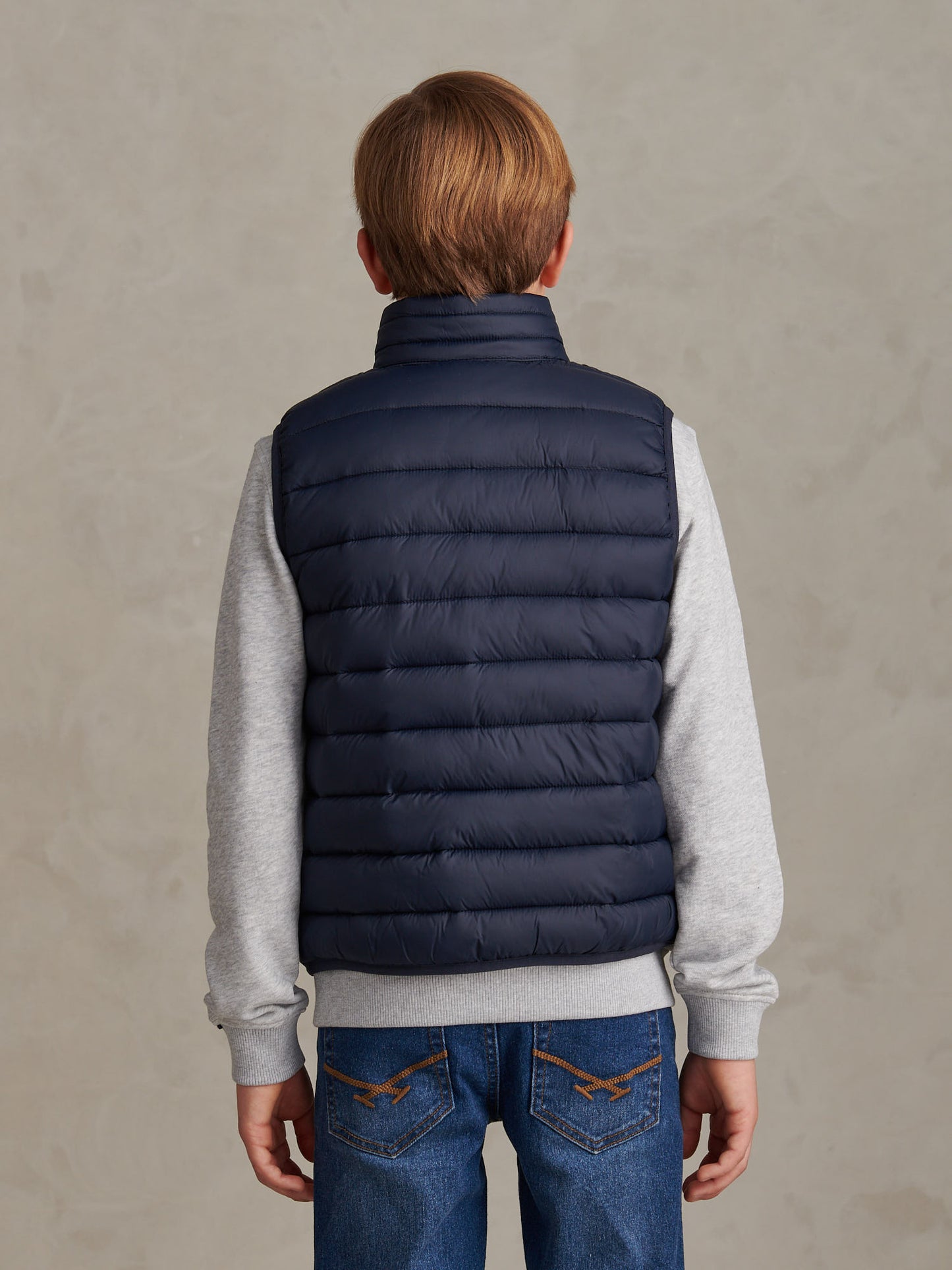 Boys Lightweight Quilted Gilet Dark Sapphire Navy / Haute Red DHM