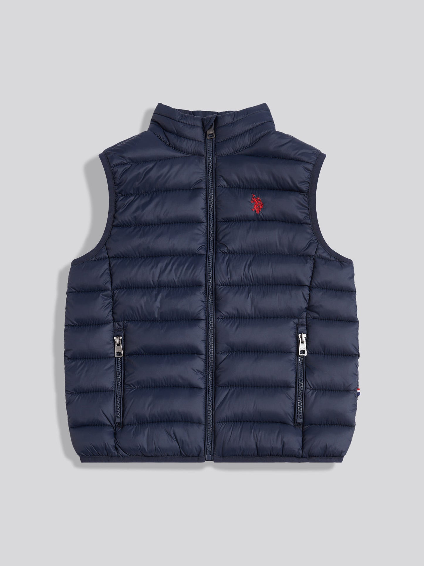 Boys Lightweight Quilted Gilet Dark Sapphire Navy / Haute Red DHM
