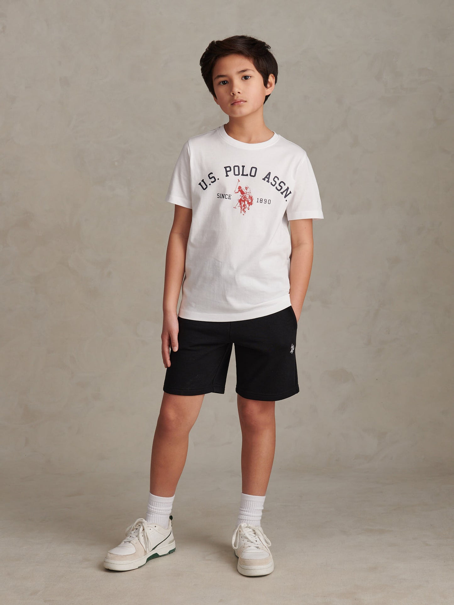 Boys Signature Arch Print T-Shirt in Bright White
