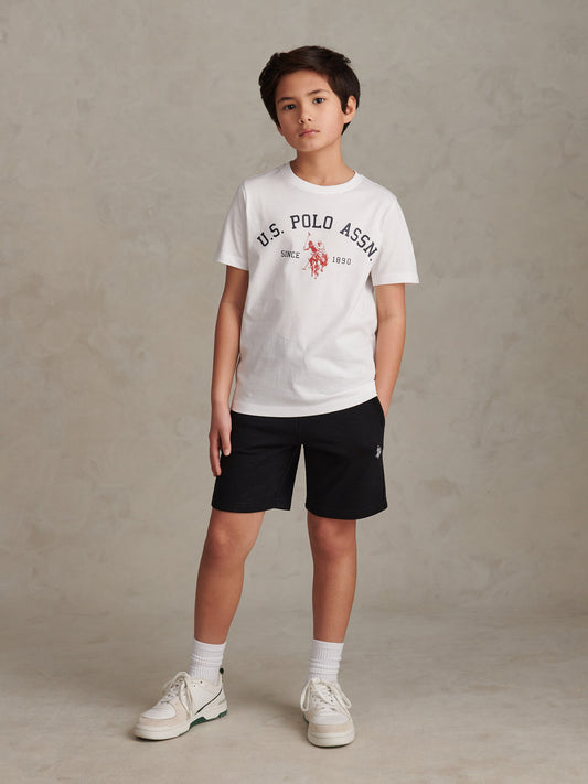 Boys Signature Arch Print T-Shirt in Bright White