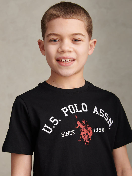 Boys Signature Arch Print T-Shirt Black