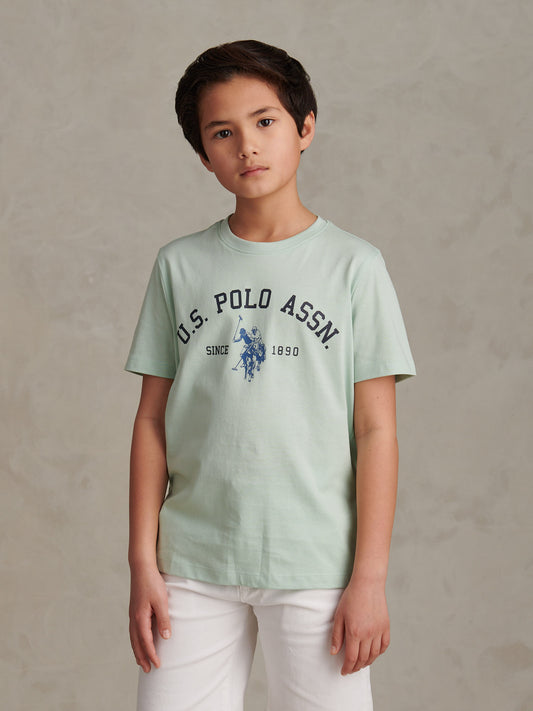 Boys Signature Arch Print T-Shirt Aqua Foam