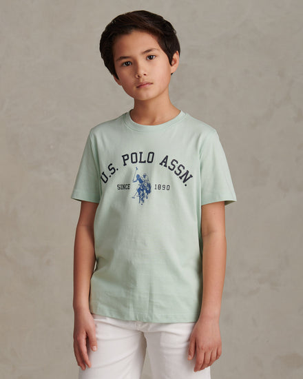 Boys Signature Arch Print T-Shirt Aqua Foam