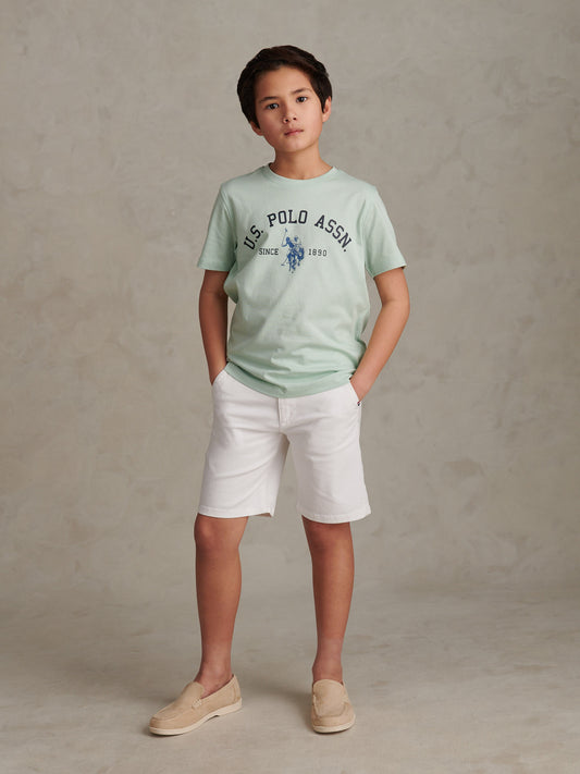 Boys Signature Arch Print T-Shirt Aqua Foam