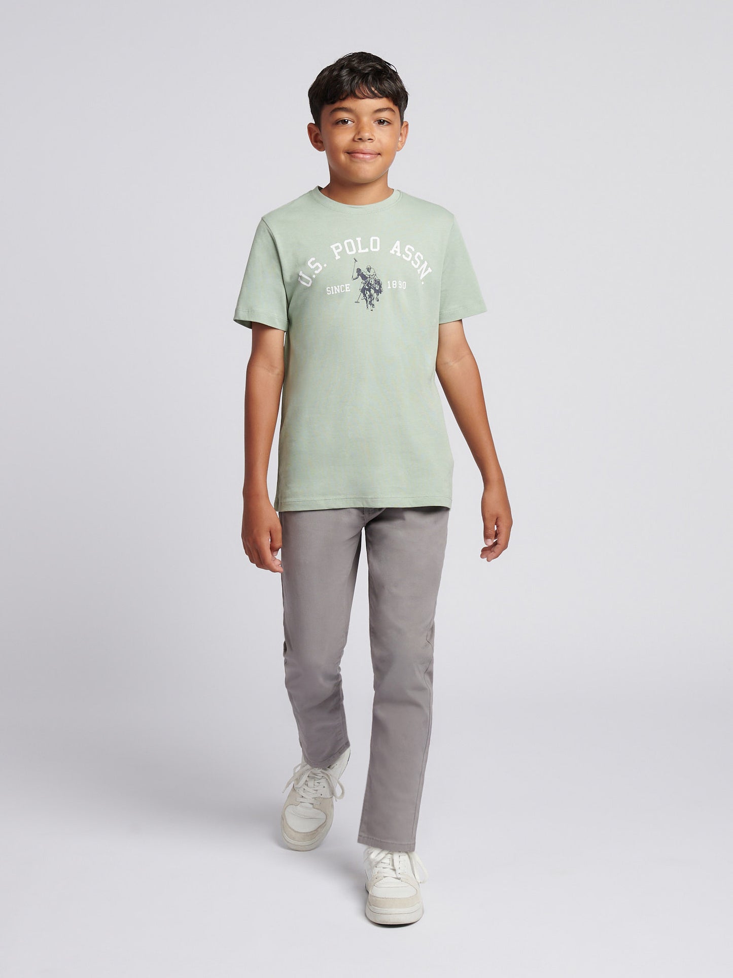 Boys Signature Arch Print T-Shirt in Iceberg Green