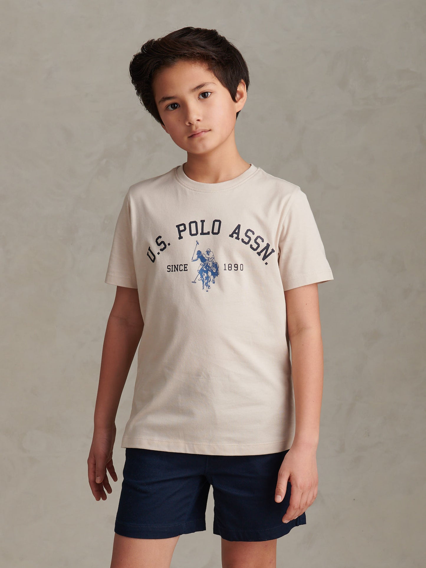 Boys Signature Arch Print T-Shirt in Beige