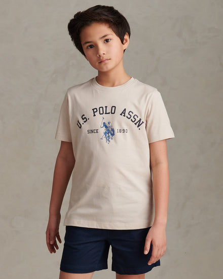 Boys Signature Arch Print T-Shirt Beige