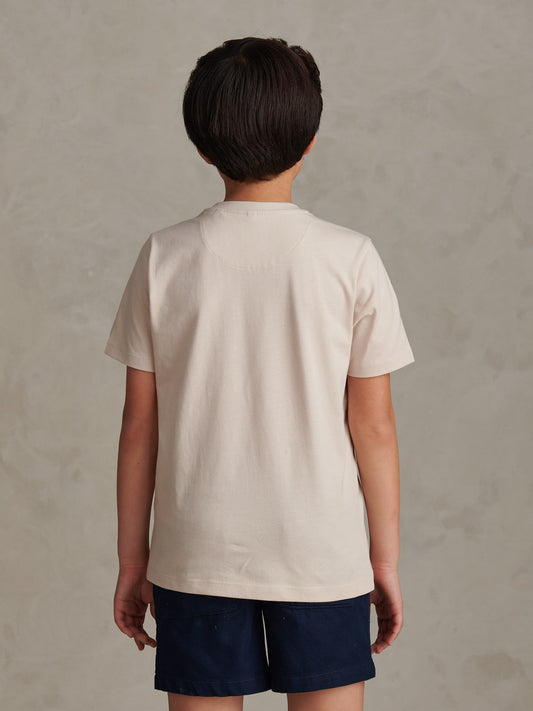 Boys Signature Arch Print T-Shirt in Beige