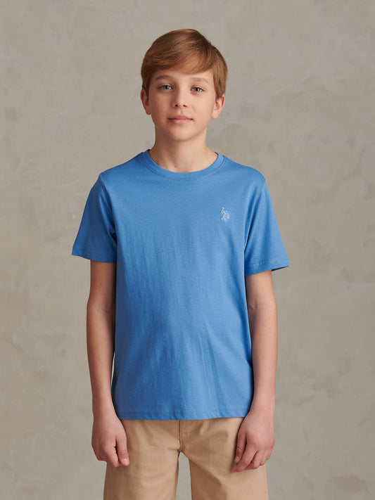 Boys Texture Double Horsemen T-Shirt Riviera