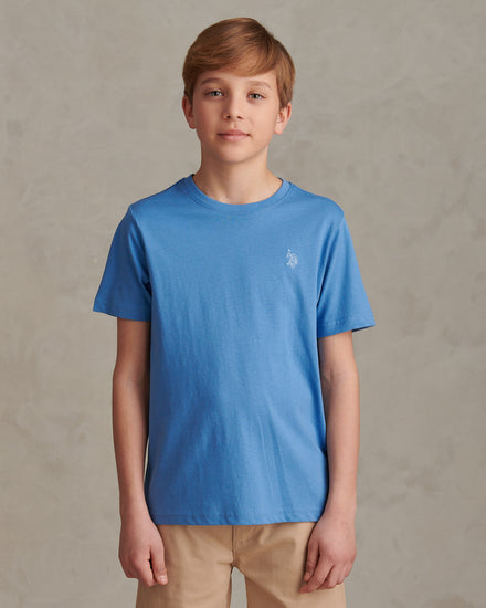 Boys Texture Double Horsemen T-Shirt Riviera